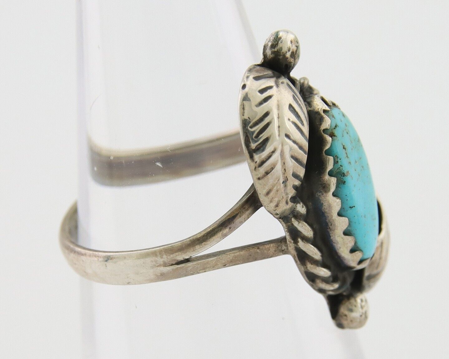 Navajo Ring 925 Silver Natural Blue Turquoise Native American Artist C.80's