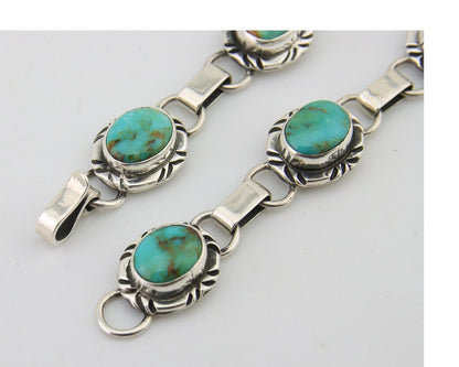 Navajo Bracelet 925 Silver Natural Blue Turquoise Native American Artist C.80's