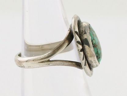 Navajo Ring 925 Silver Spiderweb Turquoise Native American Artist C.80's