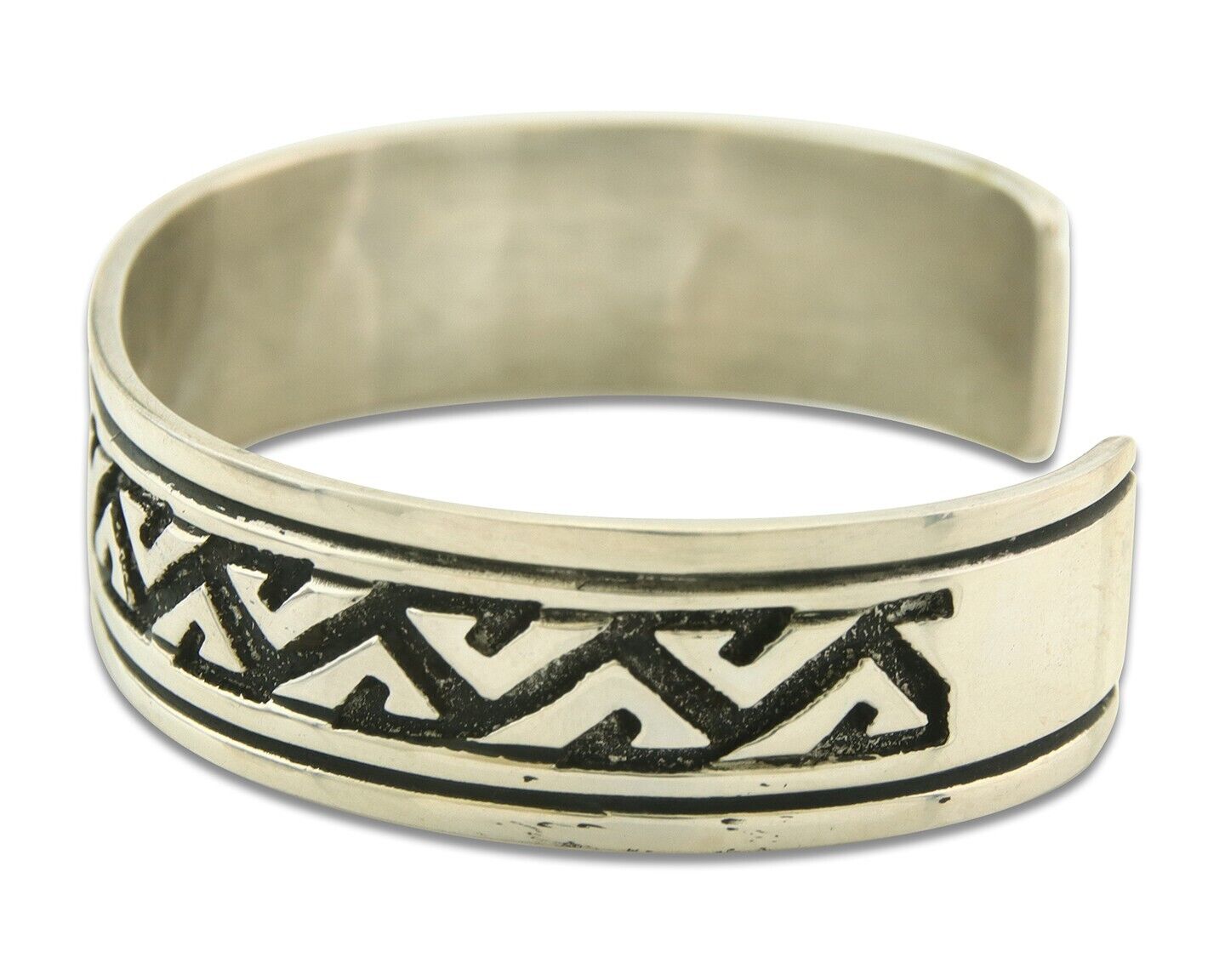 Navajo Bracelet 925 Silver Artist Signed Thomas Singer Cuff Made in the 1980's