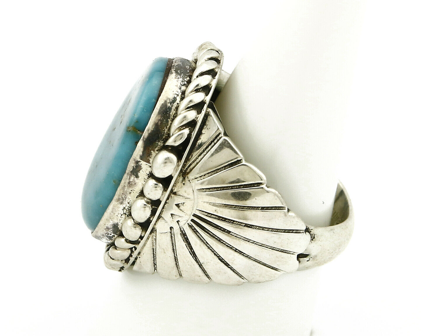 Navajo Ring .925 SOLID Silver Castle Dome Turquoise Signed Doug Zachary C.80's