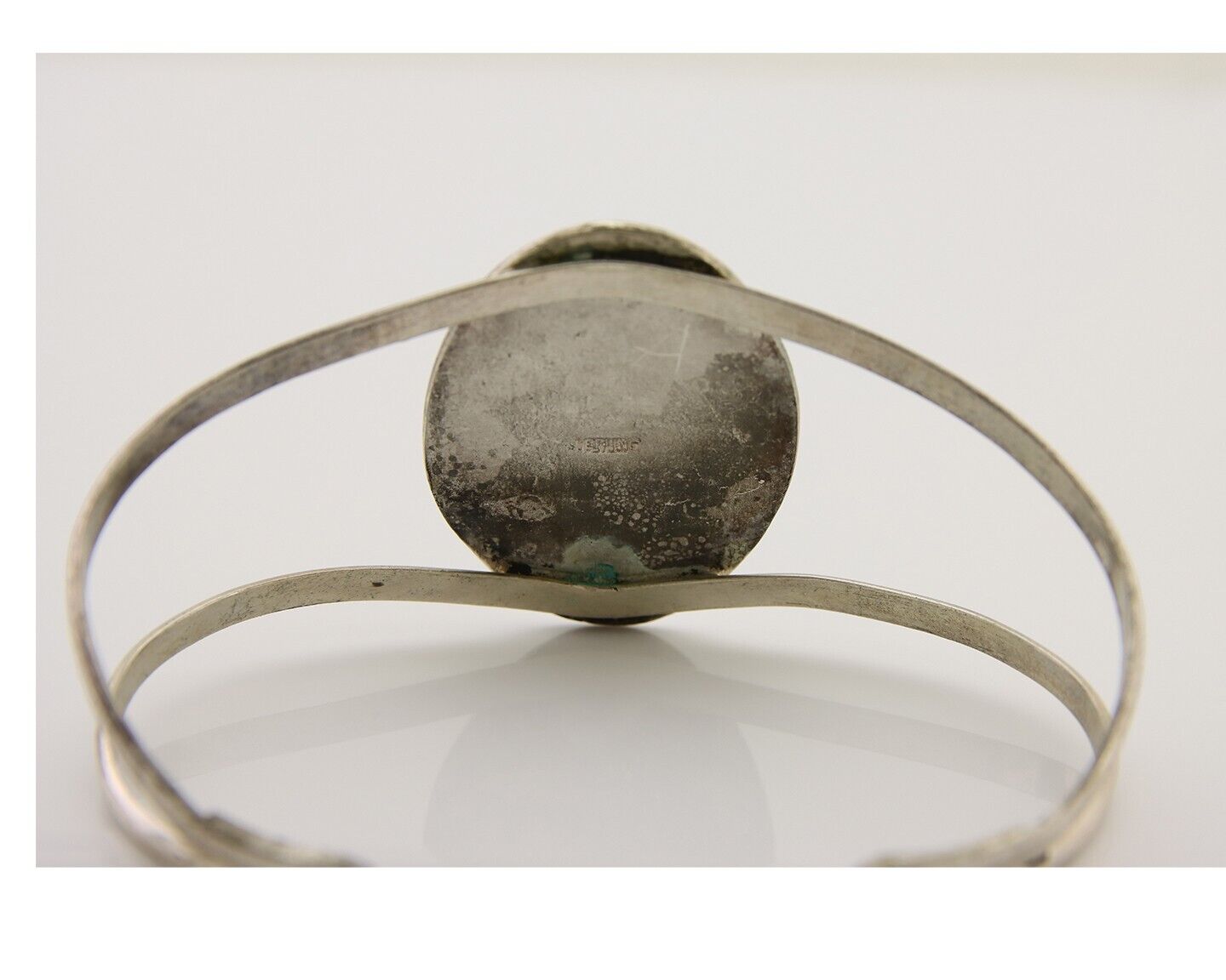 Navajo Hand Stamped Cuff Bracelet Turquoise 925 Silver Native American Artist