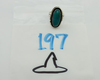 Navajo Ring 925 Silver Natural Kingman Turquoise Native American Artist C.80's