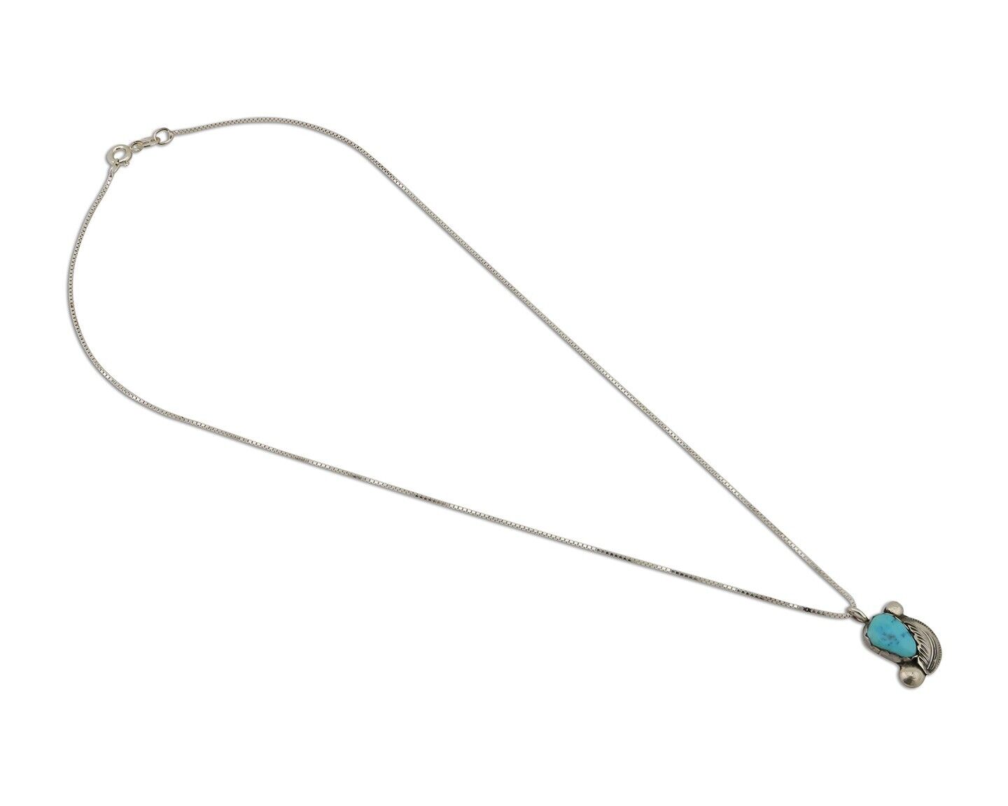 Zuni Necklace 925 Silver Blue Turquoise Artist Signed Simplicio C.80's