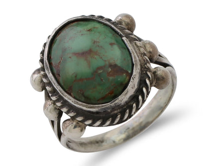 Navajo Ring 925 Silver Natural Green Turquoise Native American Artist C.80's