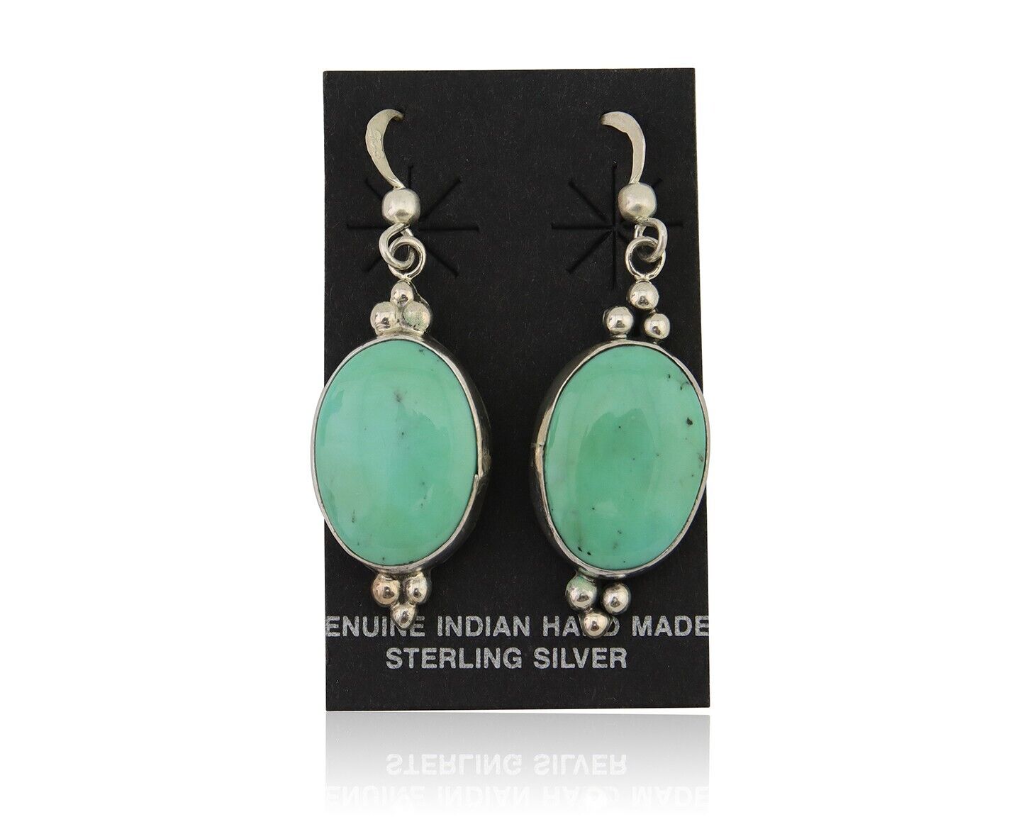 Navajo Dangle Earrings 925 Silver Natural Turquoise Native American Artist C80s