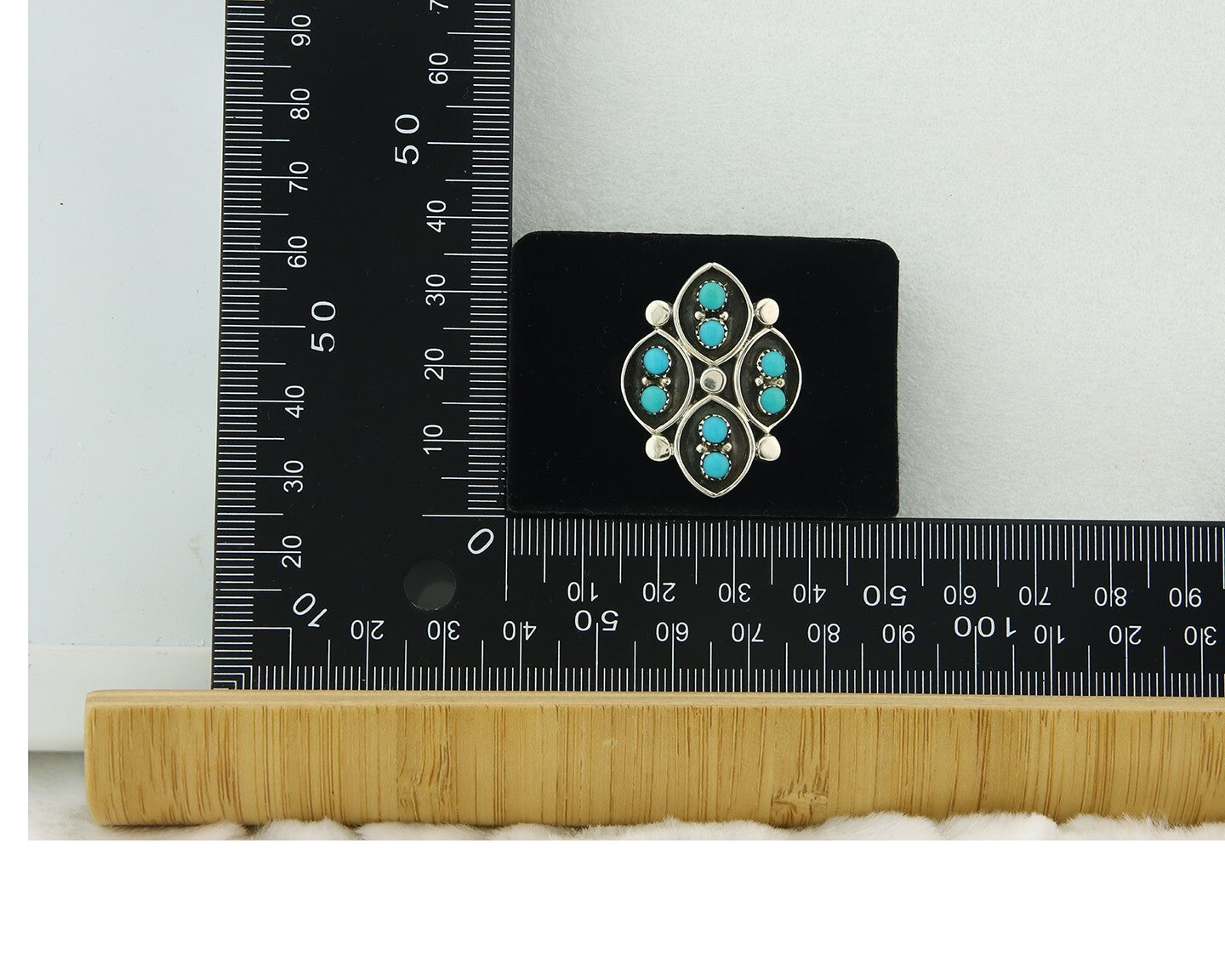 Vintage Zuni Ring 925 Sterling Authentic Natural Turquoise Native Artist Sz 8.0