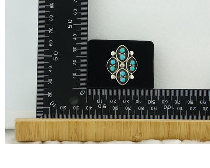Vintage Zuni Ring 925 Sterling Authentic Natural Turquoise Native Artist Sz 8.0