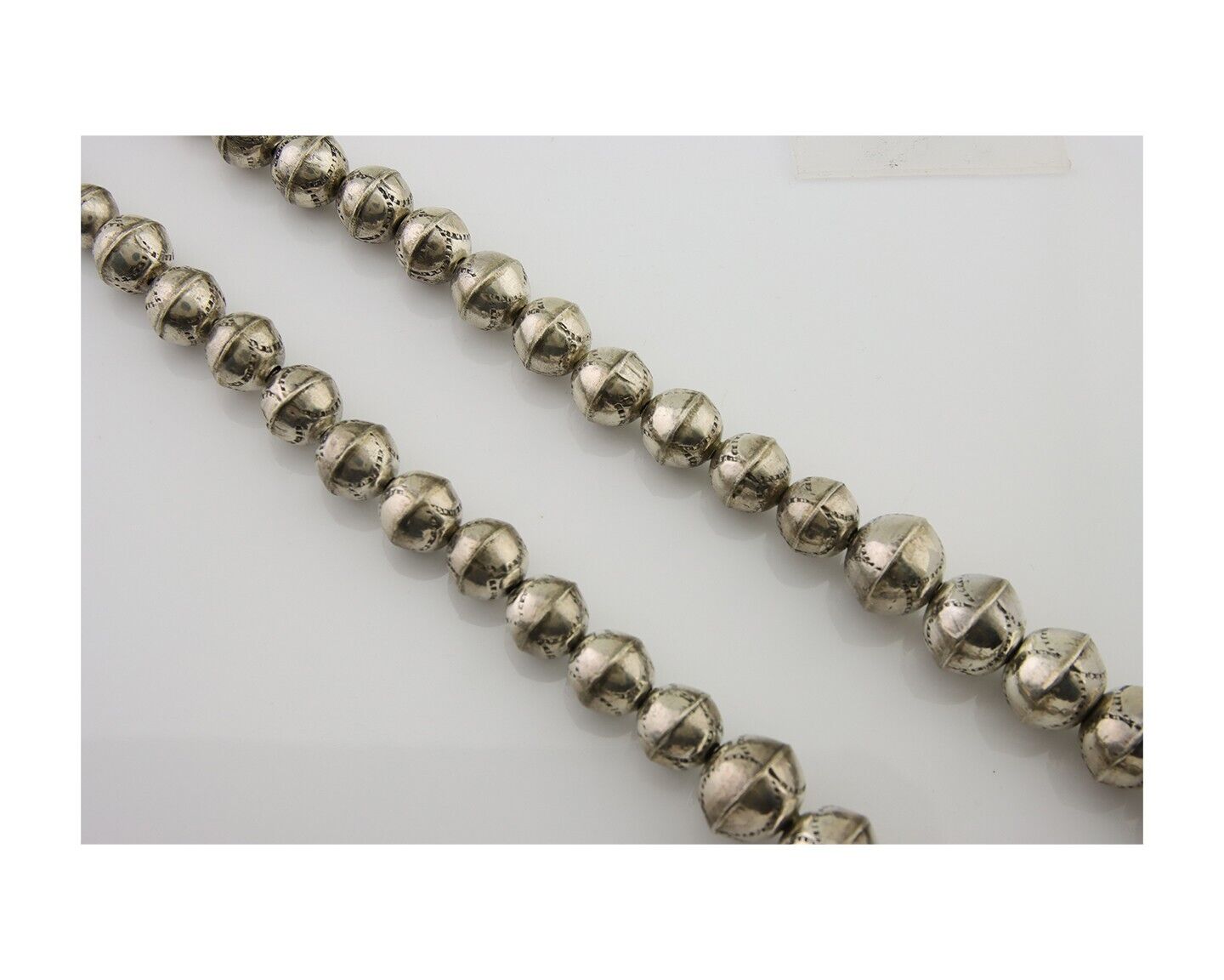 Navajo Bead Necklace 925 Silver Turquoise Native American Artist C.80's