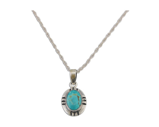 Navajo Necklace 925 Silver Natural Kingman Turquoise Native American C.80's