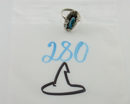 Navajo Ring 925 Silver Natural Blue Turquoise Signed IJC C.80's