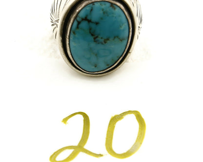 Navajo Ring .925 SOLID Silver Kingman Turquoise Signed Artist Doug Zachary C.80s