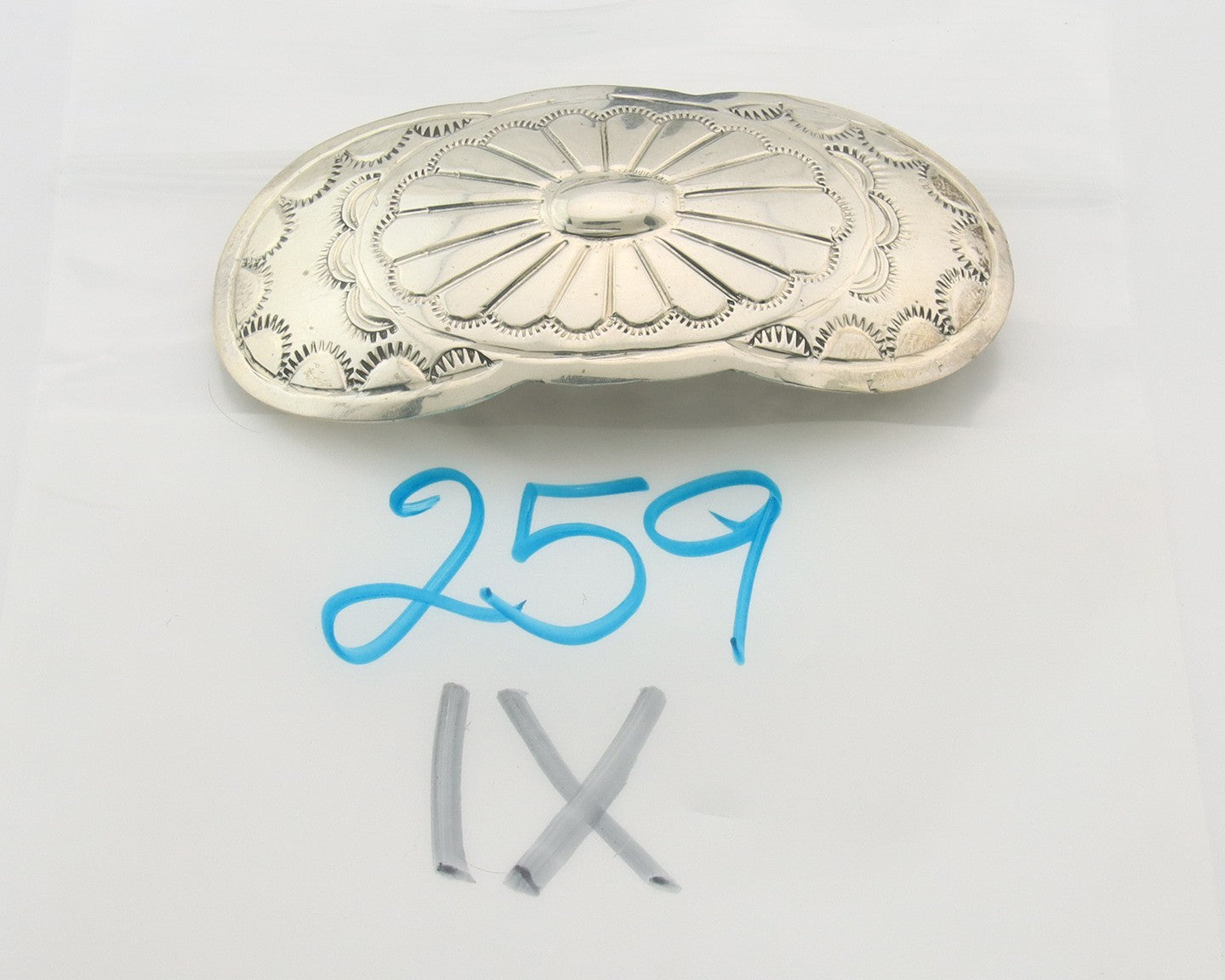 Vintage Navajo Barrette 925 Sterling Silver Hand Stamped Authentic Native Artist