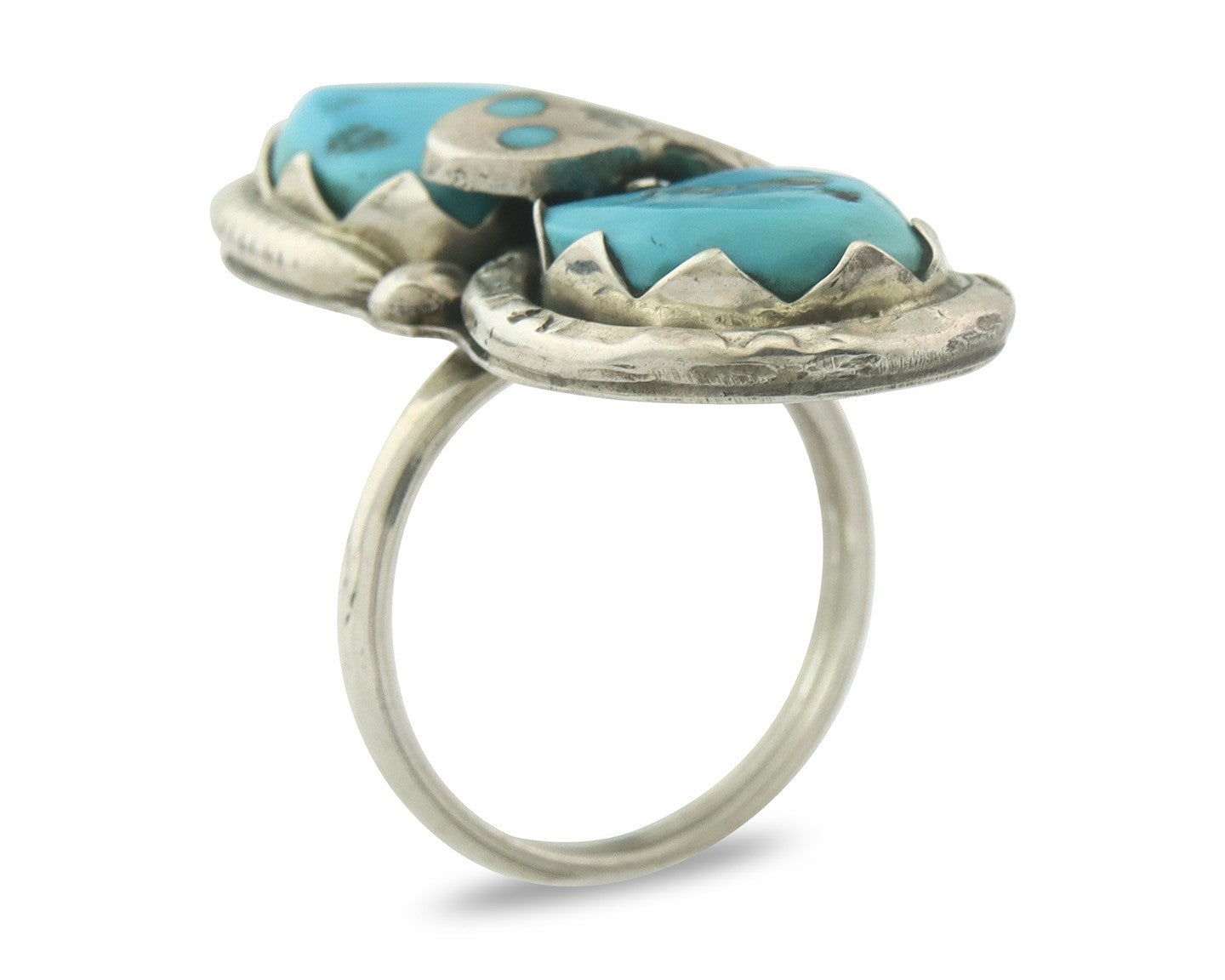 Vintage Zuni Ring 925 Sterling Silver Turquoise Signed Effie Calavasa Size 7.75