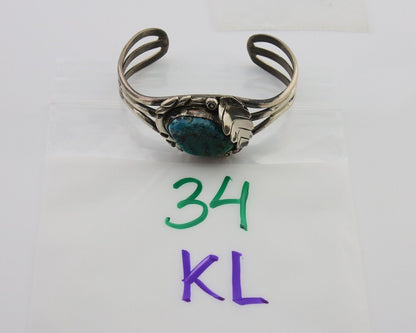 Navajo Bracelet 925 Silver Blue Turquoise Native American Artist C.80's