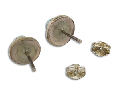 Navajo Snake Eye Earrings 925 Silver Blue Turquoise Native American Artist C.80s