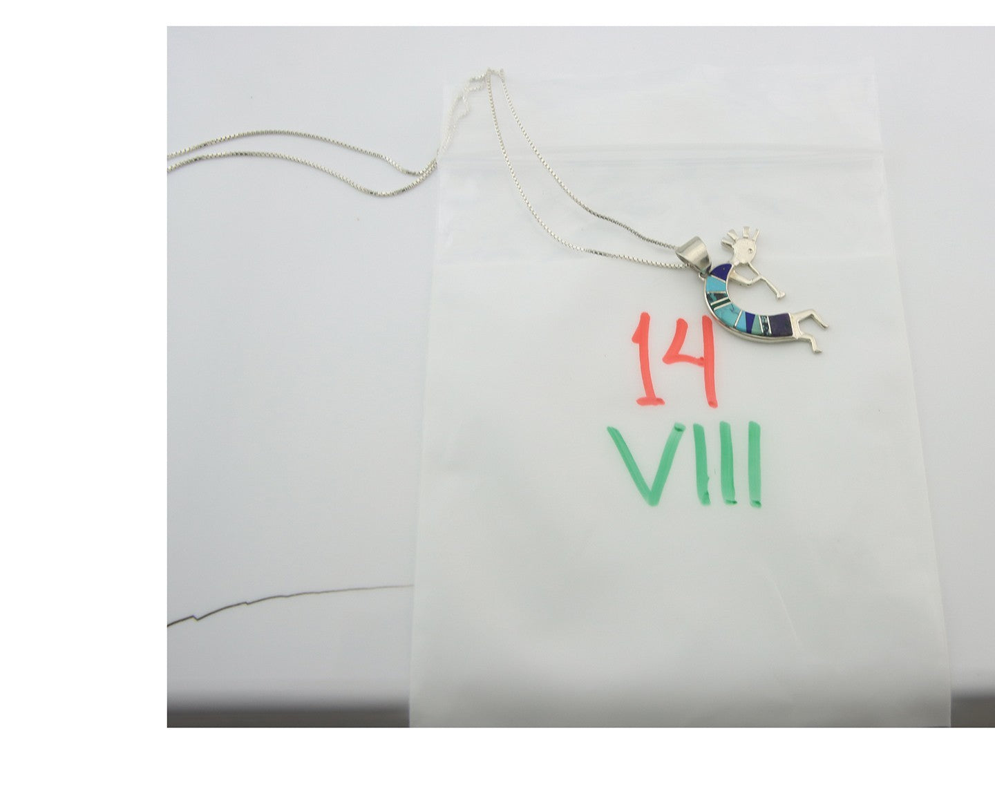 Navajo Kokopelli Necklace Sterling Silver Natural Gemstone Vintage Signed