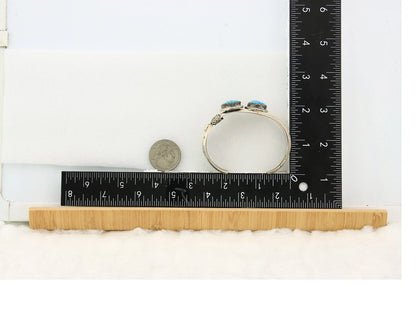 Navajo Cuff Bracelet Sterling Silver Turquoise Vintage Native Artist Signed G