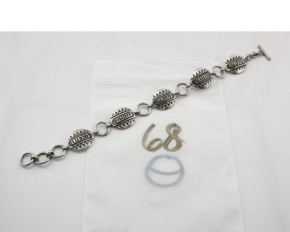 Navajo Cuff Bracelet Sterling Silver & 14k Gold Vintage Signed RT C.80's