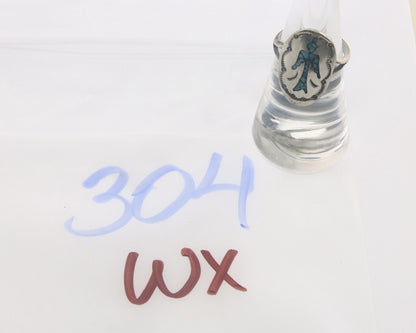 Navajo Ring 925 Sterling Natural Chip Inlay Turquoise C.80's Size 6.0