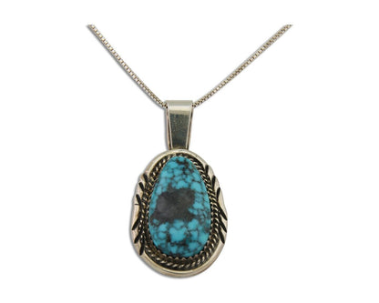 Navajo Necklace 925 Silver Spiderweb Turquoise Artist Signed Loretta Begay C80's