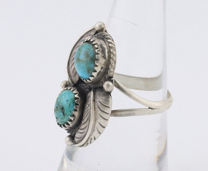 Navajo Ring 925 Silver Natural Blue Gem Turquoise Artist Signed MC C.80's