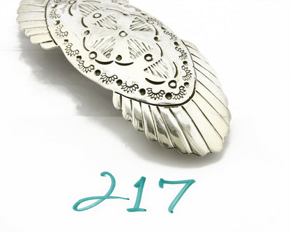 Navajo Handmade .925 SOLID SILVER Hand Stamped 36mm Wide Barrette Hair Clip