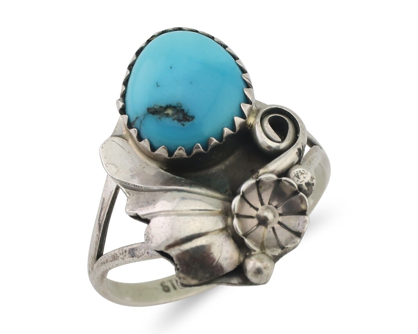 Navajo Ring 925 Silver Morenci Turquoise Native American Artist C.80's