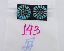 Zuni Earrings 925 Silver Sleeping Beauty Turquoise Artist Signed C.80's