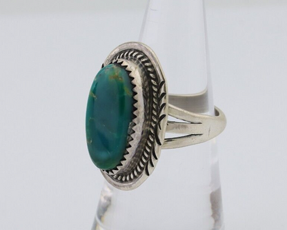 Navajo Hand Stamped Ring 925 Silver Natural Turquoise Native Artist C.80's