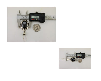 Navajo Necklace 925 Silver Onyx Natural Snowflake Agate Signed Native American