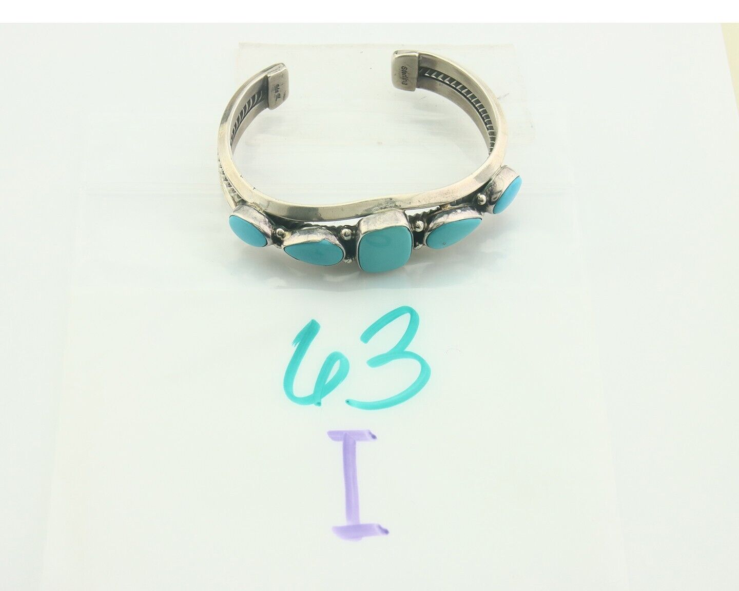 Navajo Bracelet 925 Silver Turquoise Cuff Artist Signed IDA M C.80's