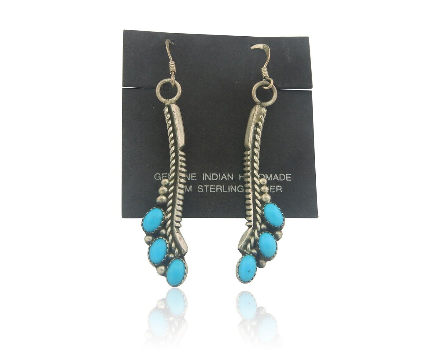 Navajo Earrings 925 Silver Natural Turquoise Native American Artist C.80's