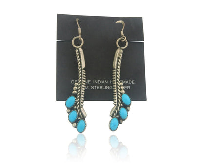 Navajo Earrings 925 Silver Natural Turquoise Native American Artist C.80's