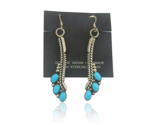 Navajo Earrings 925 Silver Natural Turquoise Native American Artist C.80's