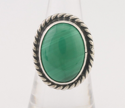 Navajo Ring 925 Silver Natural Malachite Native American Artist Size 7.0 C.80's