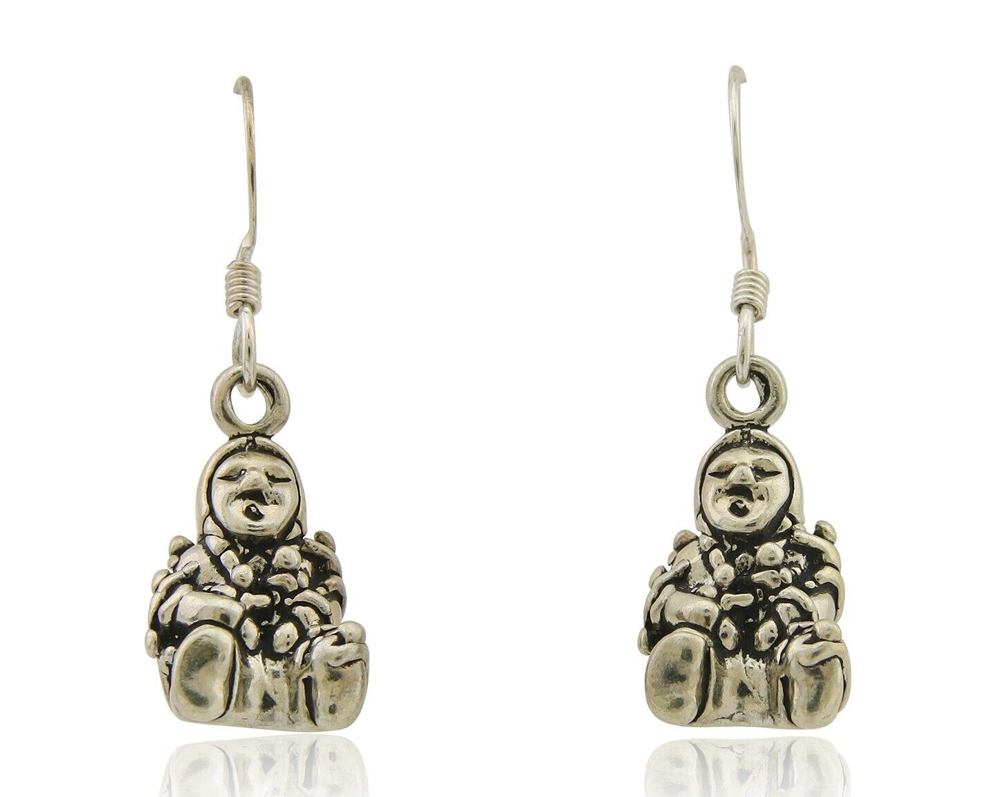 Navajo Earrings 925 Silver Dangle Indian with Kids Native American Artist C.80's