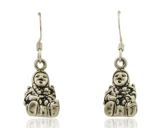 Navajo Earrings 925 Silver Dangle Indian with Kids Native American Artist C.80's
