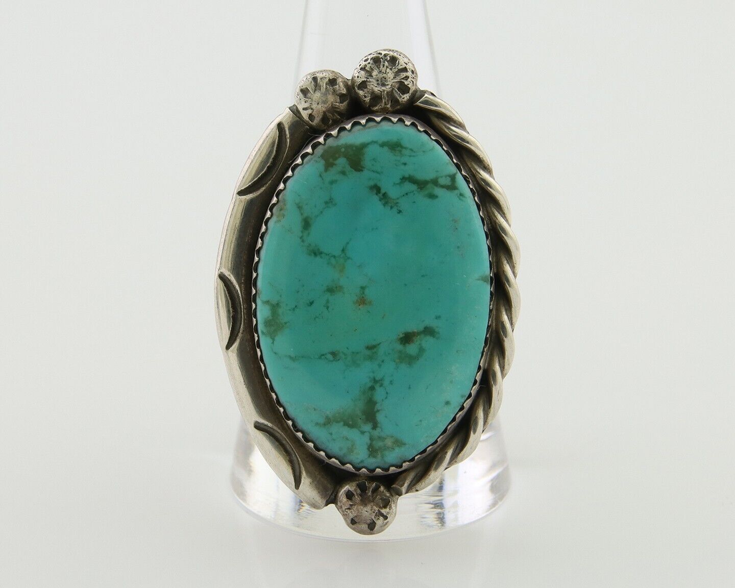 Navajo Ring 925 Silver Blue Turquoise Native American Artist C.80's