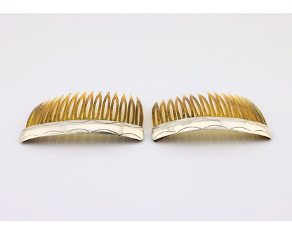 Navajo Hair Comb 925 Silver Hand Stamped Native American Artist 2 Piece Set C80s