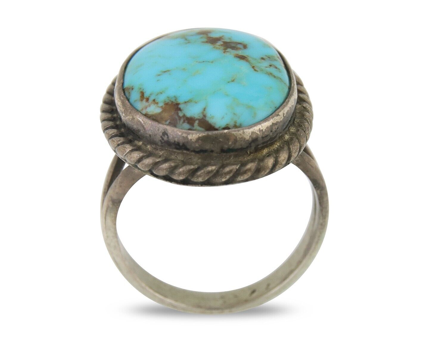 Navajo Handmade Ring 925 Silver Natural Turquoise Native Artist C.80's