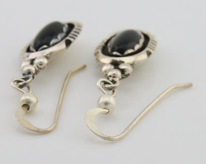 Navajo Dangle Earrings 925 Silver Natural Black Onyx Native American C.80's