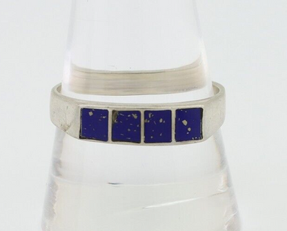 Navajo Handmade Ring 925 Silver Natural Lapis Lazuli Artist Signed SC C.80's