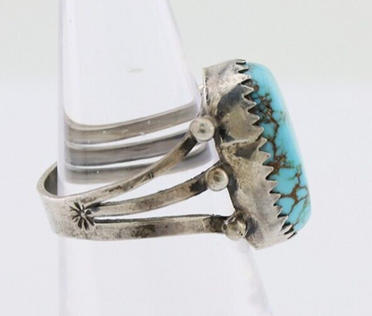 Navajo Ring 925 Silver Natural Kingman Turquoise Native American Artist C.80's