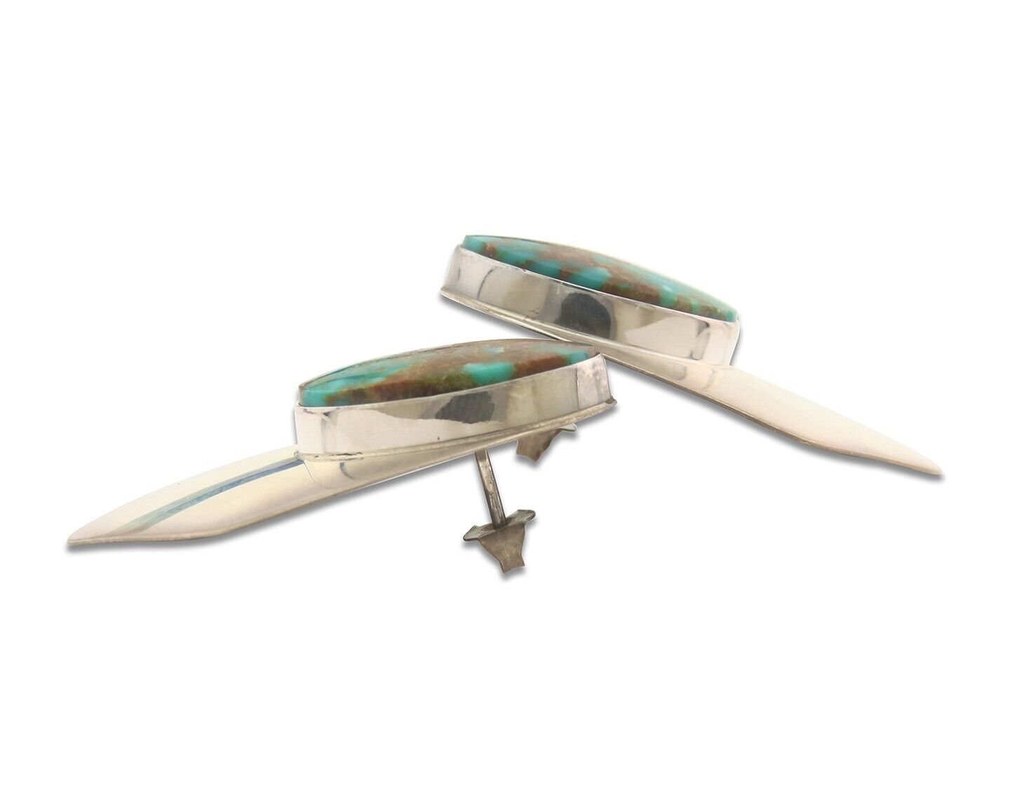 Navajo Earrings 925 Silver Handmade Natural Turquoise Native Artist C.80's