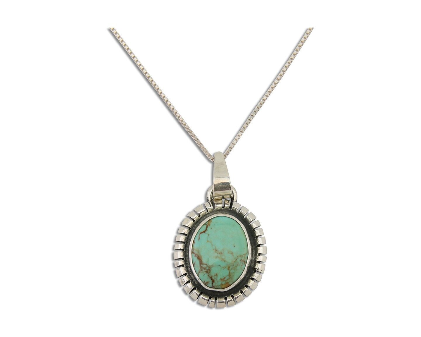 Navajo Necklace 925 Silver Natural Turquoise Native American Artist C.80's