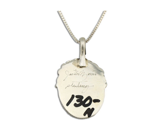 Navajo Necklace Pendant 925 Silver Turquoise Signed Justin Morris C80s