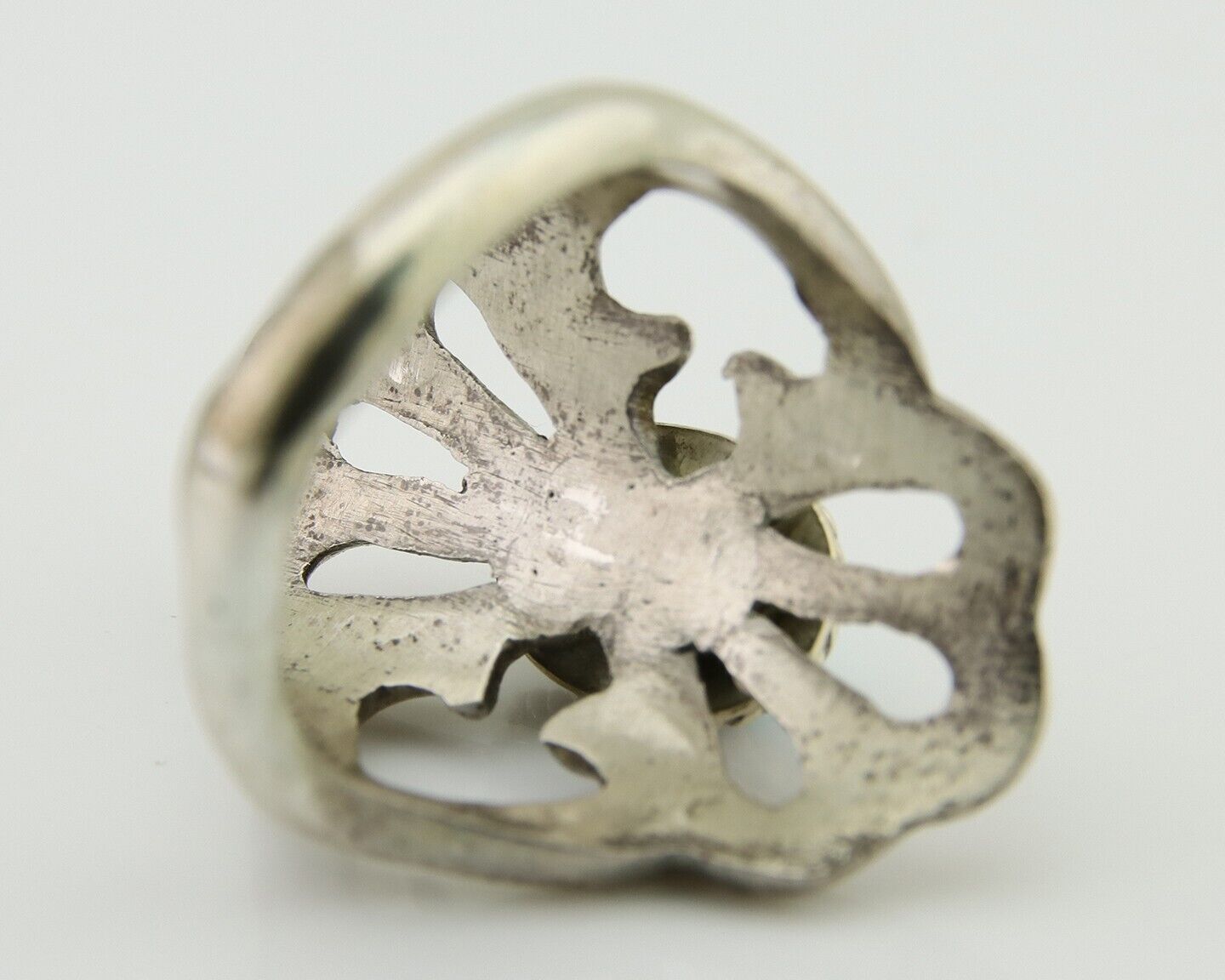 Navajo Sand Cast Ring 925 Silver Sleeping Beauty Turquoise Artist C.80's