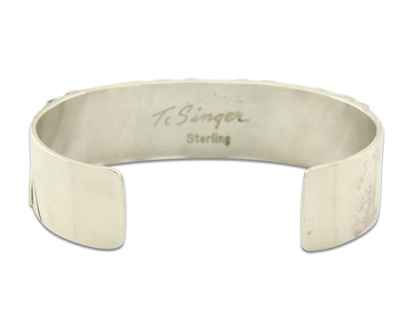 Navajo Bracelet Gold & 925 Silver Handmade 16 mm Wide Signed Thomas Singer C80s