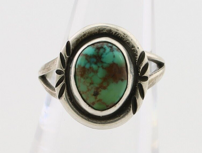 Navajo Ring 925 Silver Kingman Turquoise Native American Artist C.80's